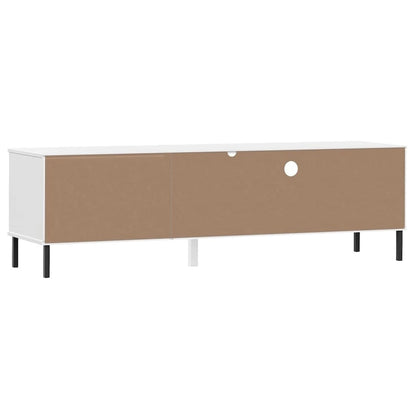 TV Stand TV Console with Metal Legs Solid Wood Pine OSLO - 62.2 x 15.7 x 18.3