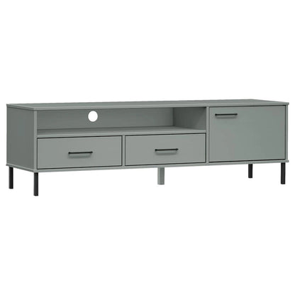 TV Stand TV Console with Metal Legs Solid Wood Pine OSLO - 62.2 x 15.7 x 18.3