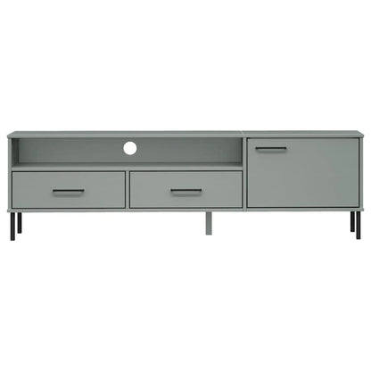 TV Stand TV Console with Metal Legs Solid Wood Pine OSLO - 62.2 x 15.7 x 18.3