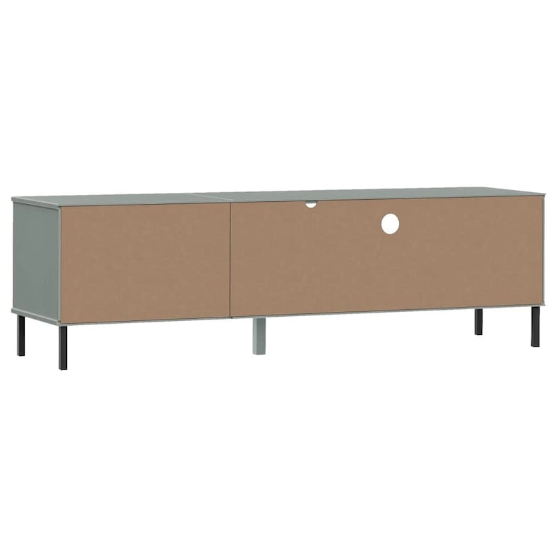 TV Stand TV Console with Metal Legs Solid Wood Pine OSLO - 62.2 x 15.7 x 18.3