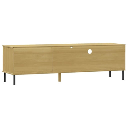 TV Stand TV Console with Metal Legs Solid Wood Pine OSLO - 62.2 x 15.7 x 18.3