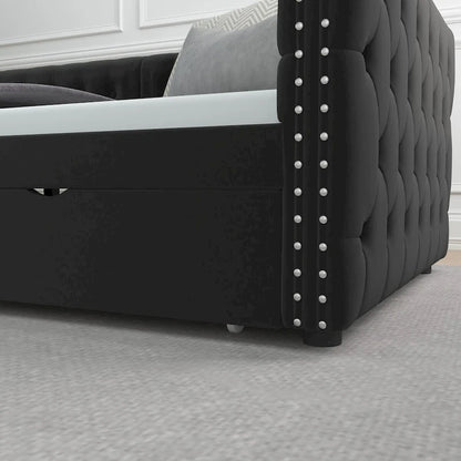 Twin Size Daybed with Drawers Upholstered Tufted Sofa Bed