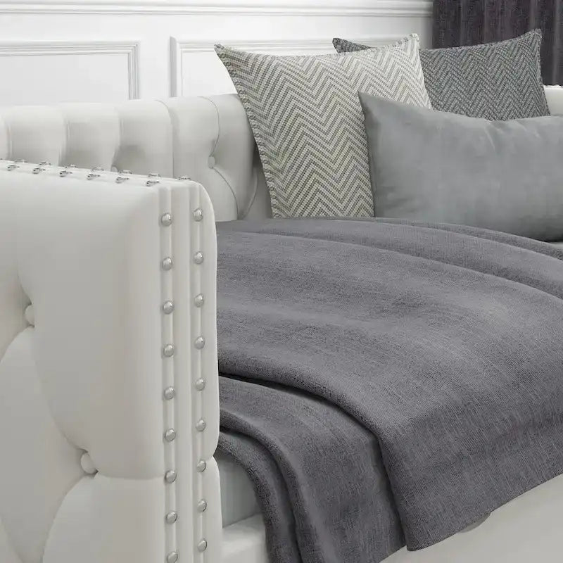 Twin Size Daybed with Drawers Upholstered Tufted Sofa Bed