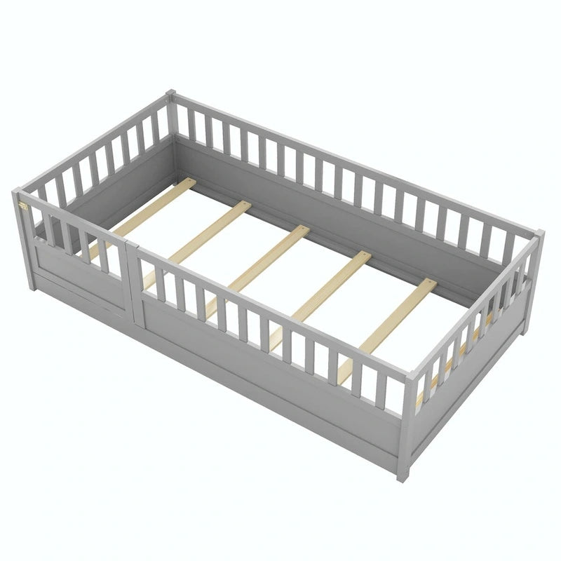 Montessori wooden children's floor bed with Support slat