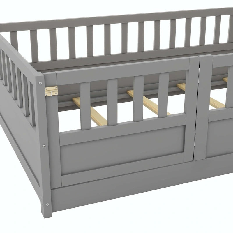Montessori wooden children's floor bed with Support slat