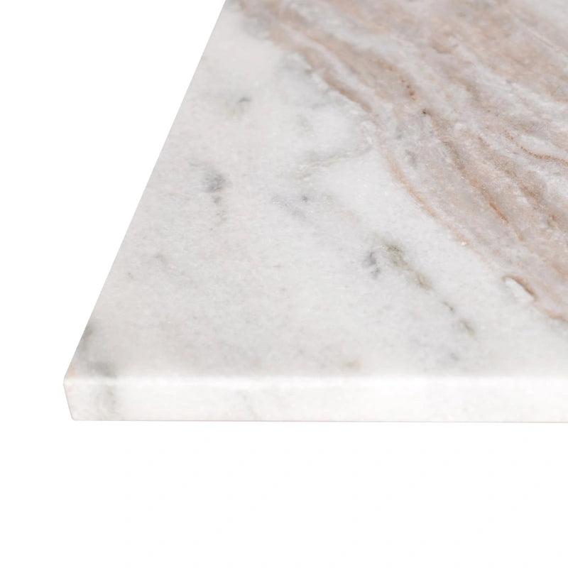 Venus 18.5 Contemporary Natural Marble Handmade T-Shaped End Table, Gray/Beige, by JONATHAN Y.