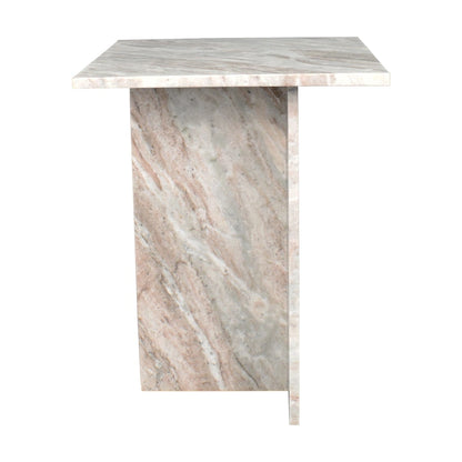 Venus 18.5 Contemporary Natural Marble Handmade T-Shaped End Table, Gray/Beige, by JONATHAN Y.