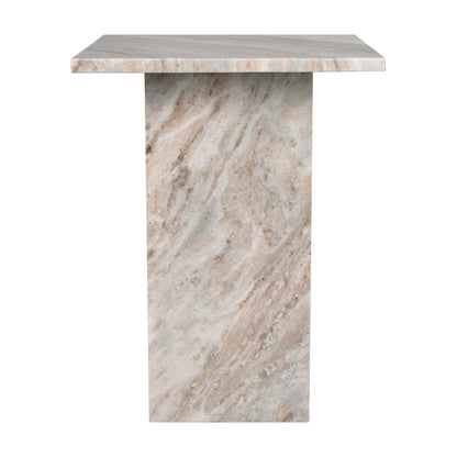 Venus 18.5 Contemporary Natural Marble Handmade T-Shaped End Table, Gray/Beige, by JONATHAN Y.