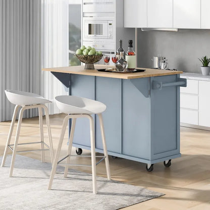 Kitchen Cart with Drop-Leaf Countertop