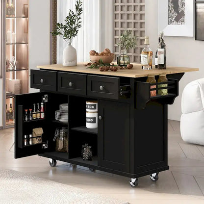 Kitchen Cart with Drop-Leaf Countertop
