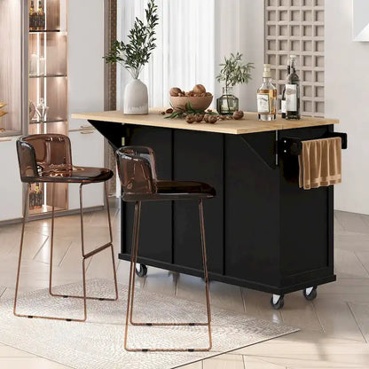 Kitchen Cart with Drop-Leaf Countertop