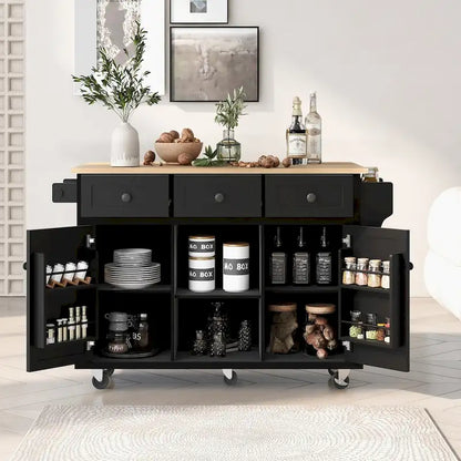 Kitchen Cart with Drop-Leaf Countertop
