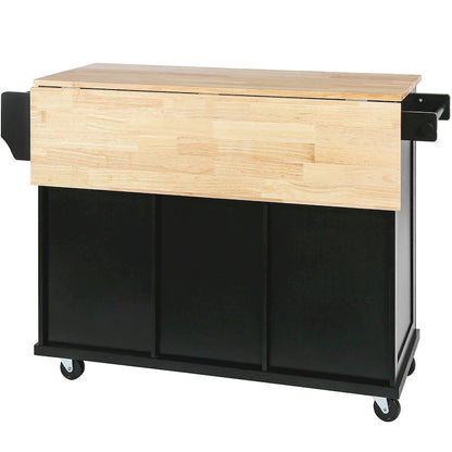 Kitchen Cart with Drop-Leaf Countertop