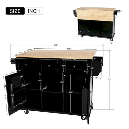 Kitchen Cart with Drop-Leaf Countertop