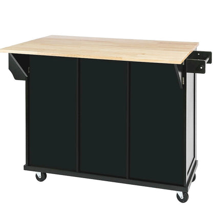 Kitchen Cart with Drop-Leaf Countertop