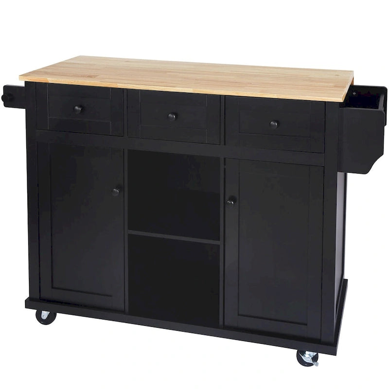 Kitchen Cart with Drop-Leaf Countertop