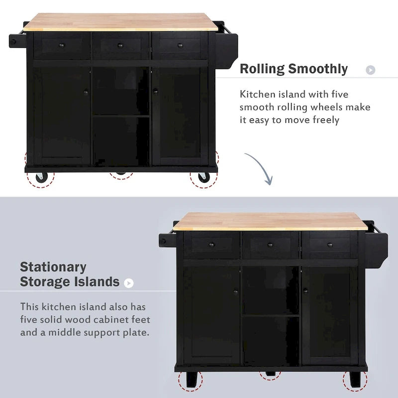 Kitchen Cart with Drop-Leaf Countertop