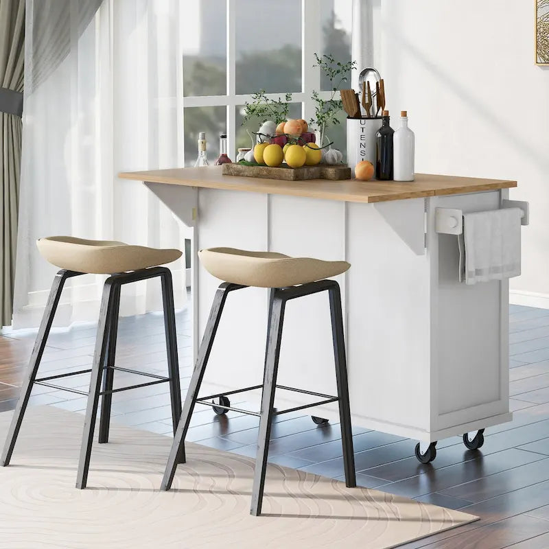 Kitchen Cart with Drop-Leaf Countertop