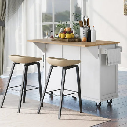 Kitchen Cart with Drop-Leaf Countertop