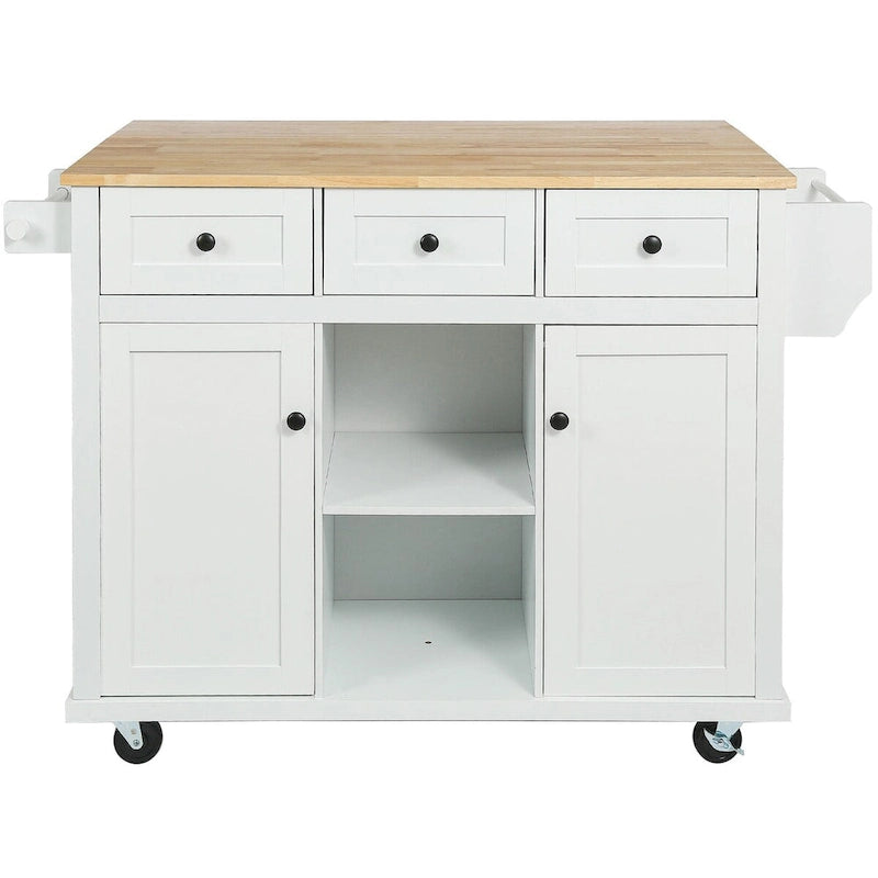 Kitchen Cart with Drop-Leaf Countertop