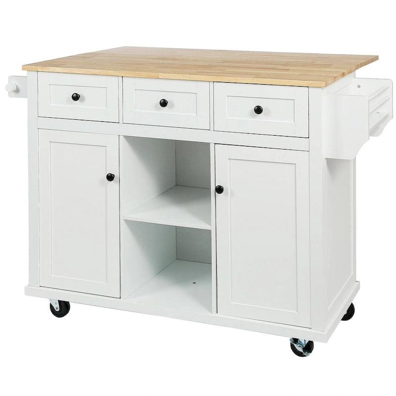 Kitchen Cart with Drop-Leaf Countertop