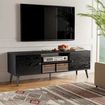 TV Stand, Mid Century Modern TV Stand for 55/60 inch TV, Farmhouse TV Stand, Entertainment Center for Living Room