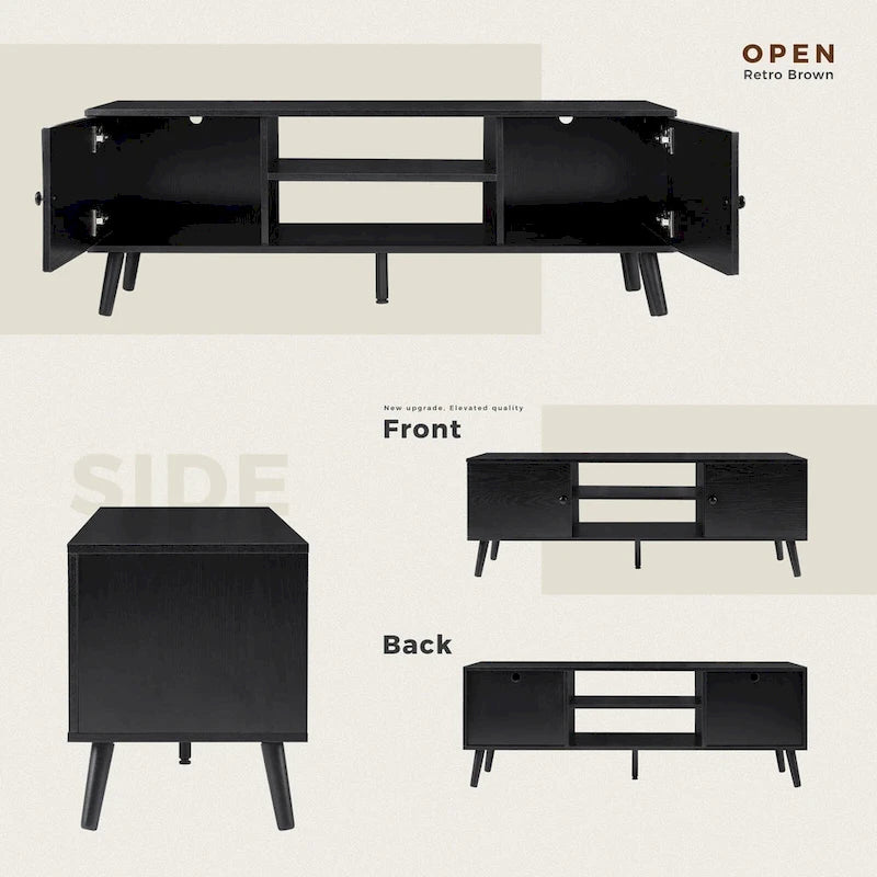 TV Stand, Mid Century Modern TV Stand for 55/60 inch TV, Farmhouse TV Stand, Entertainment Center for Living Room