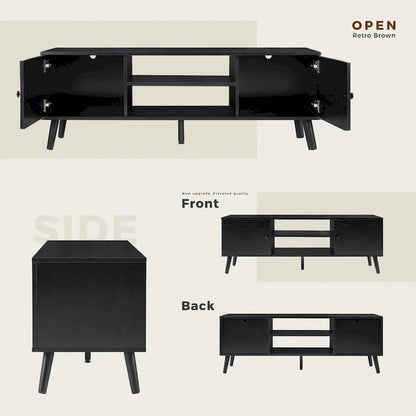 TV Stand, Mid Century Modern TV Stand for 55/60 inch TV, Farmhouse TV Stand, Entertainment Center for Living Room