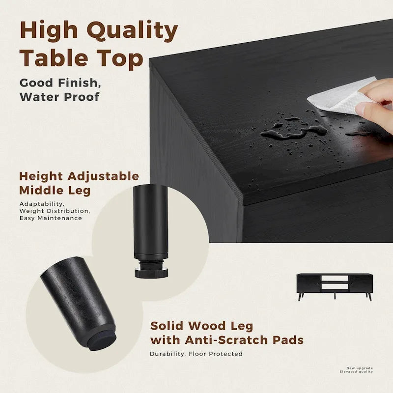 TV Stand, Mid Century Modern TV Stand for 55/60 inch TV, Farmhouse TV Stand, Entertainment Center for Living Room