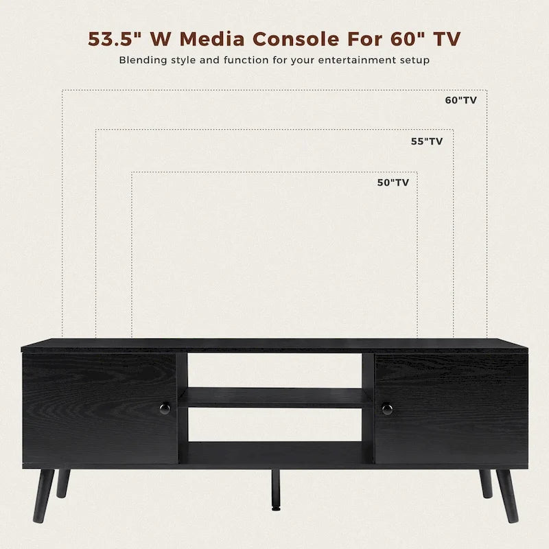 TV Stand, Mid Century Modern TV Stand for 55/60 inch TV, Farmhouse TV Stand, Entertainment Center for Living Room