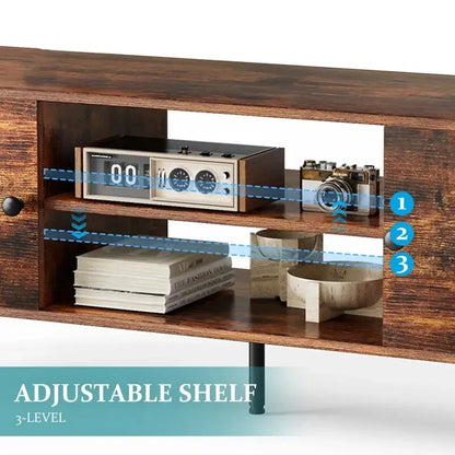 TV Stand, Mid Century Modern TV Stand for 55/60 inch TV, Farmhouse TV Stand, Entertainment Center for Living Room