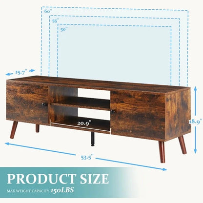 TV Stand, Mid Century Modern TV Stand for 55/60 inch TV, Farmhouse TV Stand, Entertainment Center for Living Room