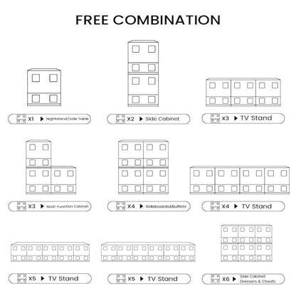 Mid Century Decorative Combinable multifunctional wooden cabinets, 1~4 Pieces