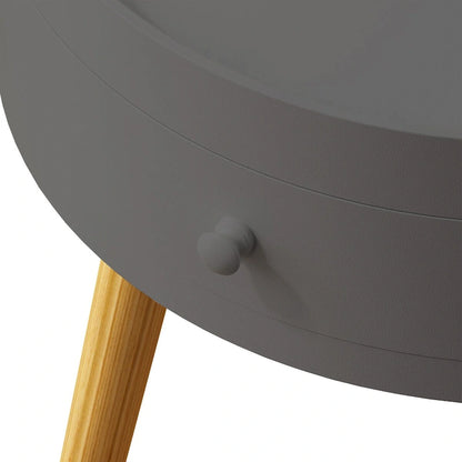 Modern Coffee Table with Drawer, Bedside Table, Sofa Side Table, Oak Table Legs, Suitable for Living Room and Bedroom,Gray