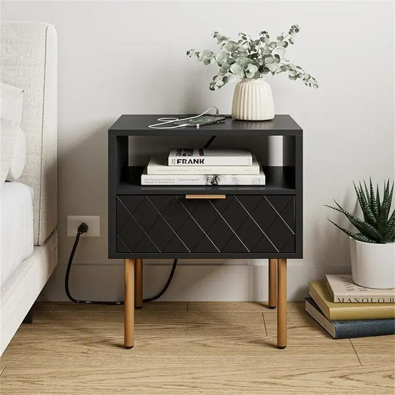 Nightstand with Charging Station - 11.81D x 15.75W x 22.05H