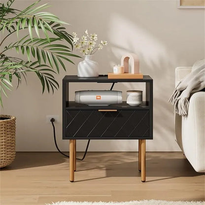 Nightstand with Charging Station - 11.81D x 15.75W x 22.05H