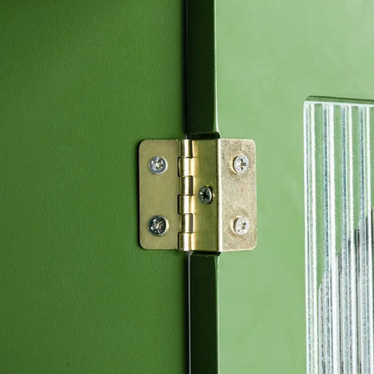 Vintage French Green TV Cabinet, Artist Home Sideboard Buffet with Glass Doors and Shelves, Accent Coffee Bar Storage Cabinet