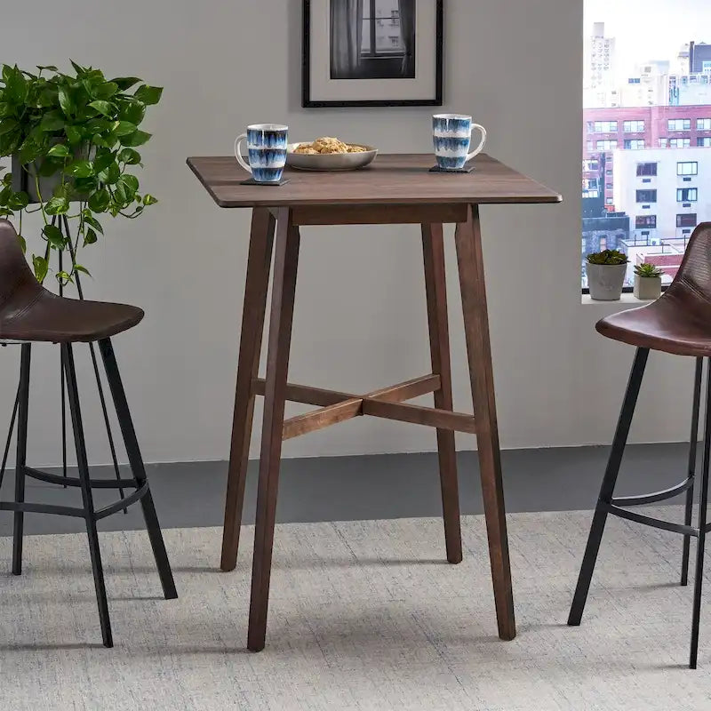 Modern Bar Height 42 Dining Table, Rubberwood Legs and Laminate Table Top