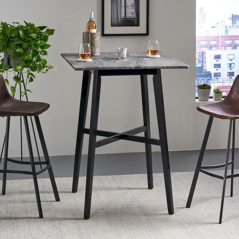 Modern Bar Height 42 Dining Table, Rubberwood Legs and Laminate Table Top