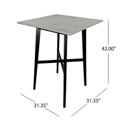 Modern Bar Height 42 Dining Table, Rubberwood Legs and Laminate Table Top