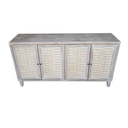 60-in Farmhouse Natural Wood Wash 4 Door Wooden Sideboard Buffet Server Accent Storage Cabinet