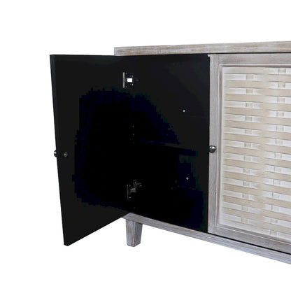 60-in Farmhouse Natural Wood Wash 4 Door Wooden Sideboard Buffet Server Accent Storage Cabinet