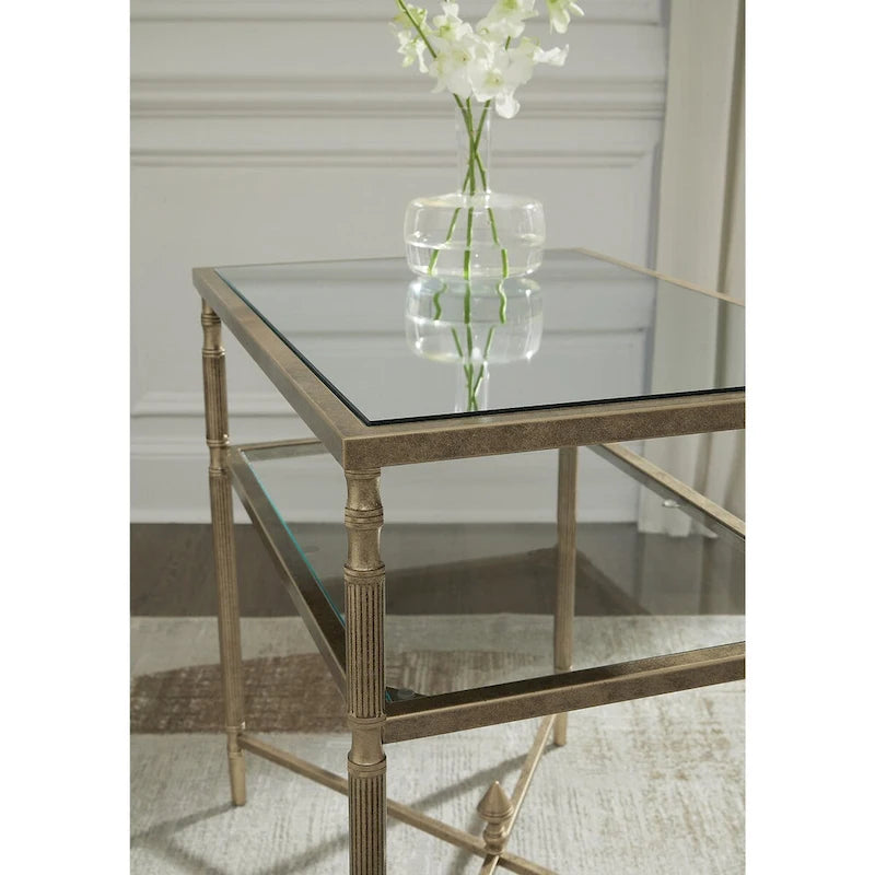 Cloverty Gold End Table - 25.75 W x 18 D x 26 H