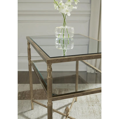 Cloverty Gold End Table - 25.75 W x 18 D x 26 H