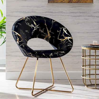 Modern Bronzing Velvet Upholstered Accent Chair Vanity Leisure Chair