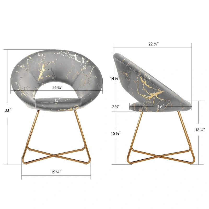 Modern Bronzing Velvet Upholstered Accent Chair Vanity Leisure Chair