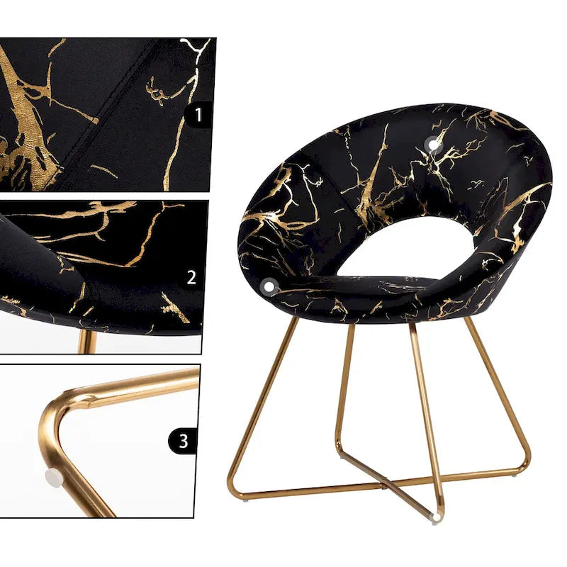 Modern Bronzing Velvet Upholstered Accent Chair Vanity Leisure Chair