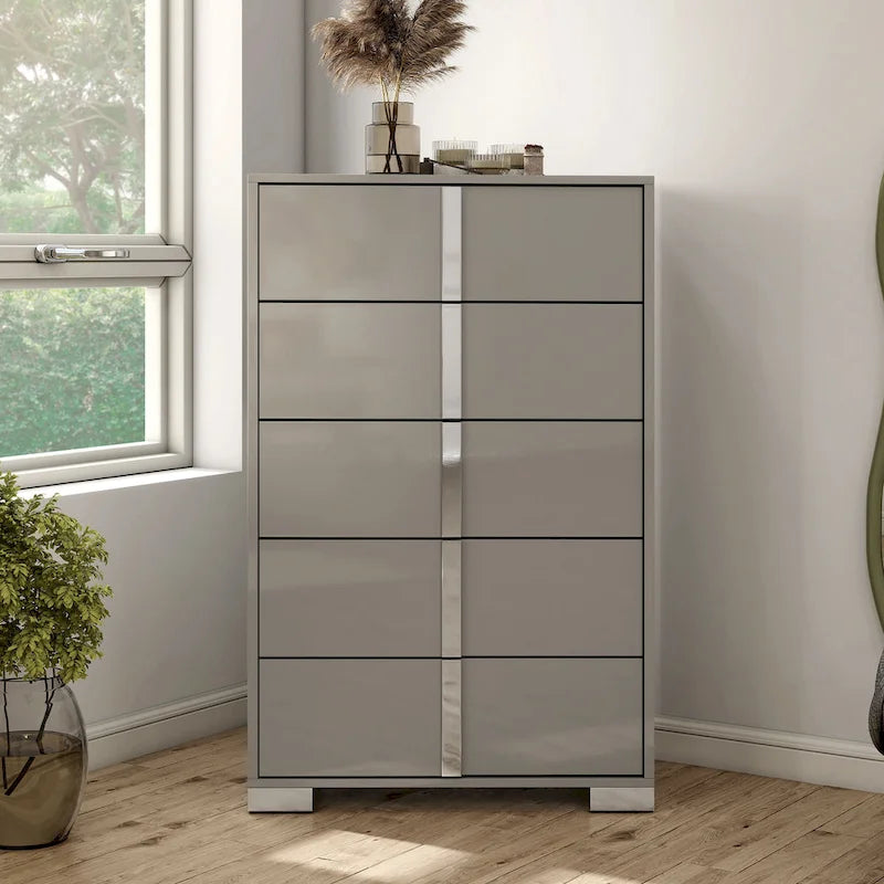 Erina Modern Glossy 5-Drawer Chest