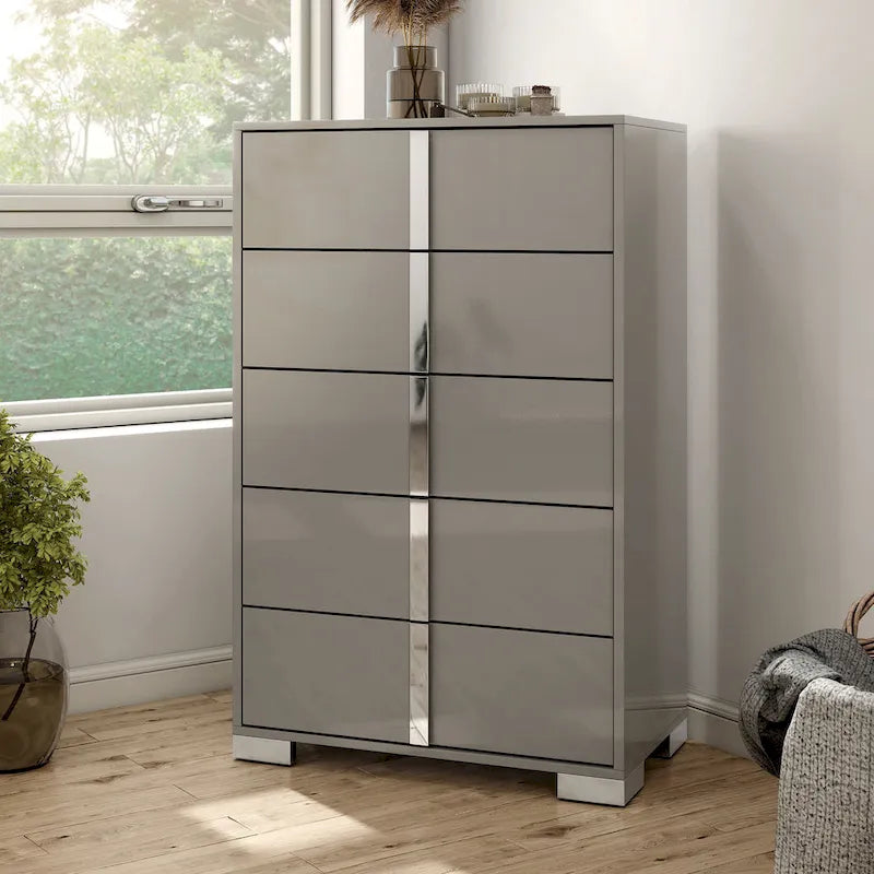 Erina Modern Glossy 5-Drawer Chest