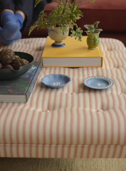 Freyer Footstool, Square, Heritage Pink Stripe